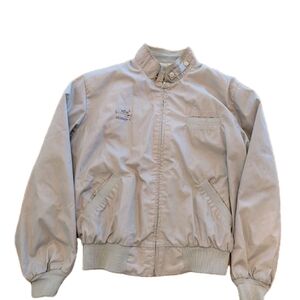 K-Brand Embroidered Logo Full Zip Snap Gray Bomber Jacket Men's L, Vintage